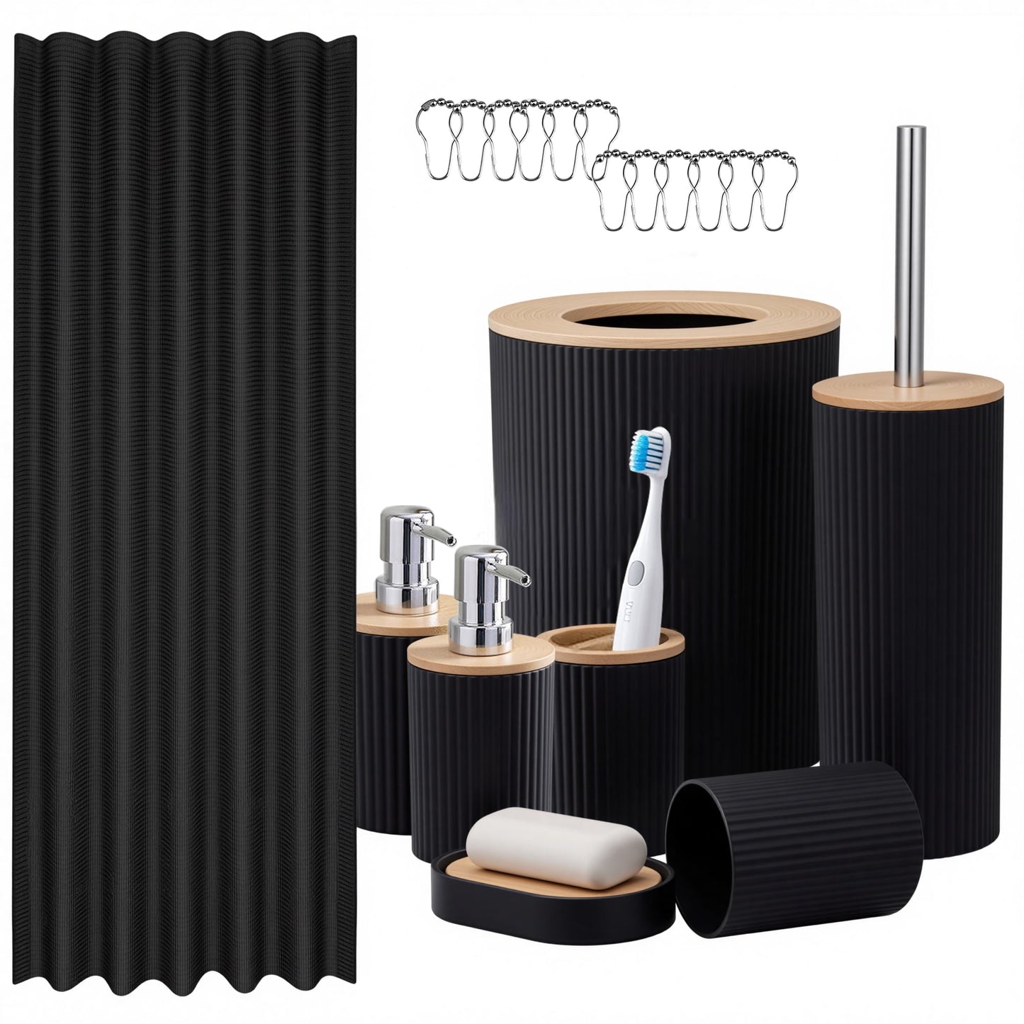 ALLJOY 20Pcs Black Bathroom Accessories Sets Bath Accessories Sets