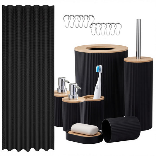ALLJOY 20Pcs Black Bathroom Accessories Sets Bath Accessories Sets