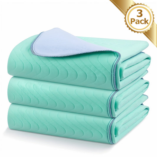 ALLJOY 3 Pack Waterproof Reusable Bed Pads - Washable Incontinence Underpads for Adults, Elderly, Kids, and Pets, Soft Quilted Mattress Protector (34”x36”)