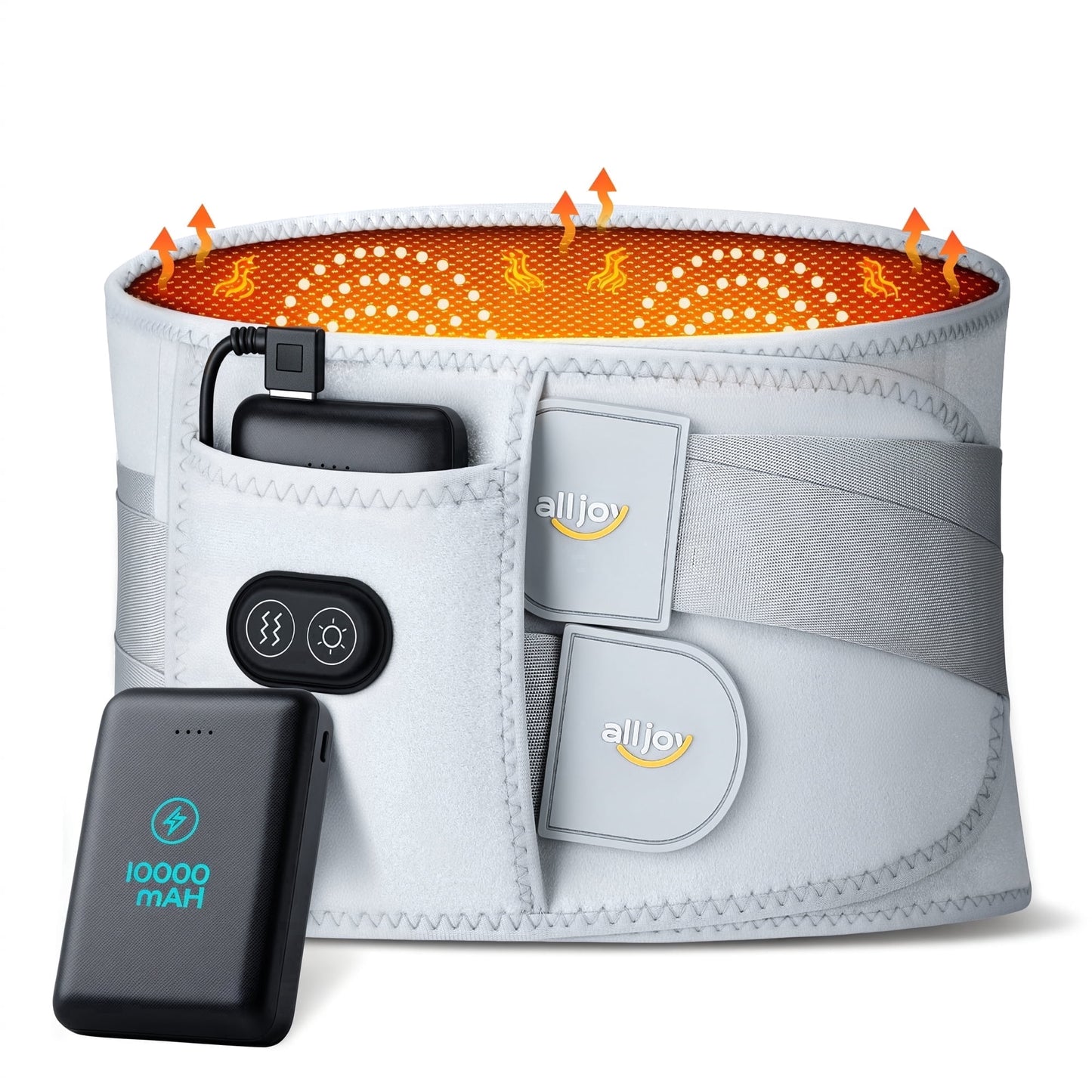 ALLJOY 67" Cordless Heating Pad for Back Pain Relief, 10000mAh Lower Back Massager with 3 Heat 3 Vibration, Gifts for Mom Women Men Dad