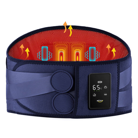 ALLJOY Cordless Heating Pad for Back Pain Relief, 67'' Lower Back Massager with Heat - Rechargeable Portable Heating Pad for Back Support, 3 Heating Levels & 5 Massage Modes, Gifts (Blue)
