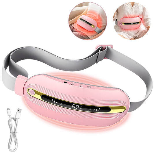 ALLJOY Cordless Heating Pad for Period Cramps, 6 Heat Setting,3-Speed Vibration Massage, Birthday Christmas Gifts Girlfriend Mom Wife Women, Pink