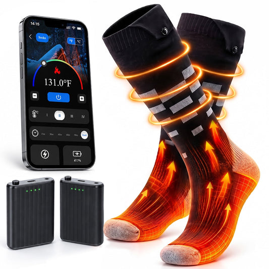 ALLJOY Heated Socks for Men Women 2*8500mAh Rechargeable Electric with APP Control Work for Hunting/Skiing/Cycling/Camping