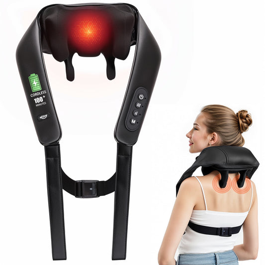 ALLJOY Neck and Shoulder Massager with Heat, Cordless Shiatsu 6D Deep Tissue Kneading Massage for Neck, Back, Leg, Gifts for Women Men Mom Dad