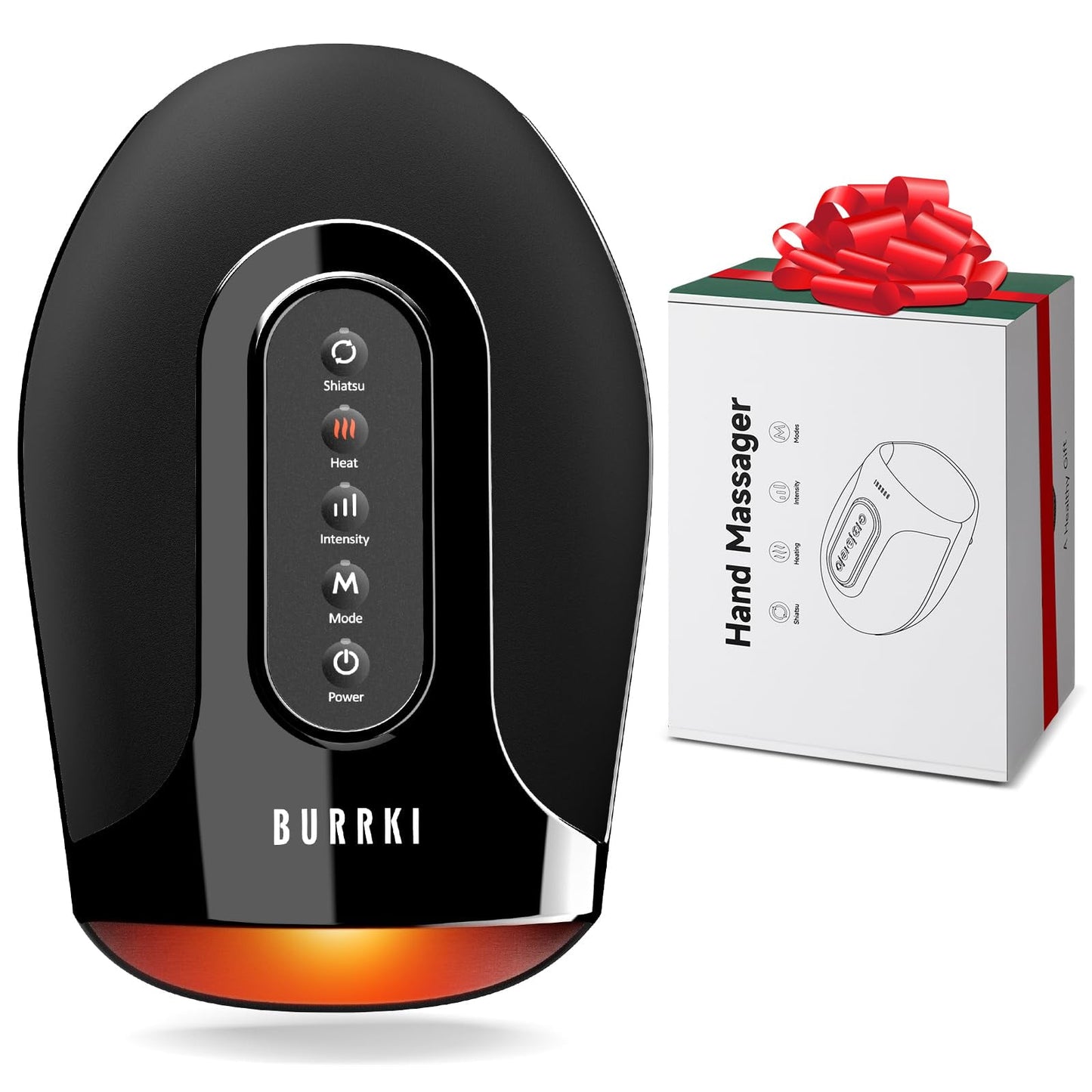 BURRKI Cordless Hand Massager with Heat and Palm Kneading Rollers