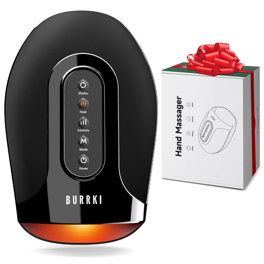 BURRKI Cordless Hand Massager with Heat and Palm Kneading Rollers