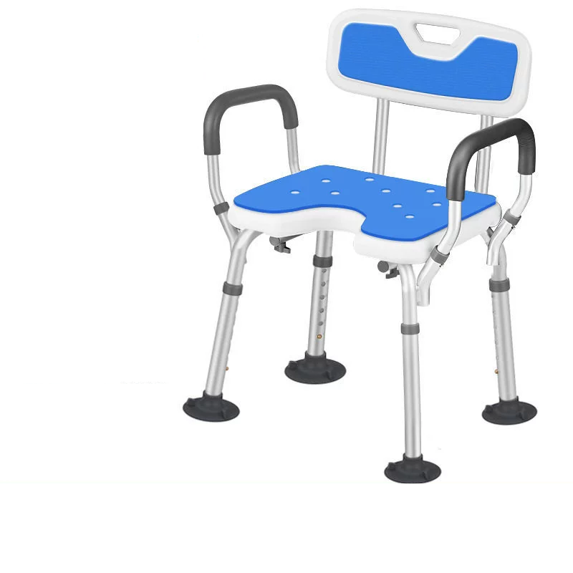 Faine Safety Shower Chair, Adjustable Height Shower and Bath Chair with Back and EVA Padded