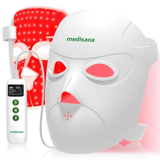 MEDISANA Red Light Therapy for Face, 3D Facial Fit Red Light Therapy Mask with 3 Modes, 850NM Infrared, Red & Blue Light Therapy for face, 5200mAh Rechargeable, 112 LEDs for Anti-Aging, Skin Care