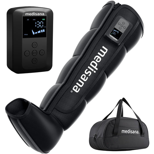 Medisana Cordless Full Leg Air Compression Massager with 3200mAh Battery, 5 Zones, 5 Intensity Levels, LCD Display, 3 Modes & Timer, Foot to Thigh Recovery Boots for Athletes and Daily Use