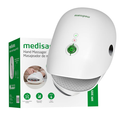 Medisana Wireless Hand Massager with 360°Air Compression & Knuckle Stretching,3 Modes,Heat Therapy(118–131°F),Portable for Office/Home,Ideal Gift(White)