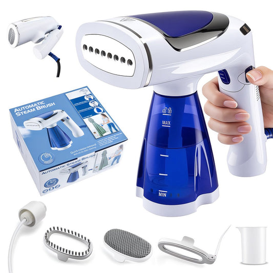 Okjoy Handheld Steamer for Clothes, 1600W Foldable Garment Steamer with 3 Adjustable Levels 2 Brushes 8 Steam Holes White