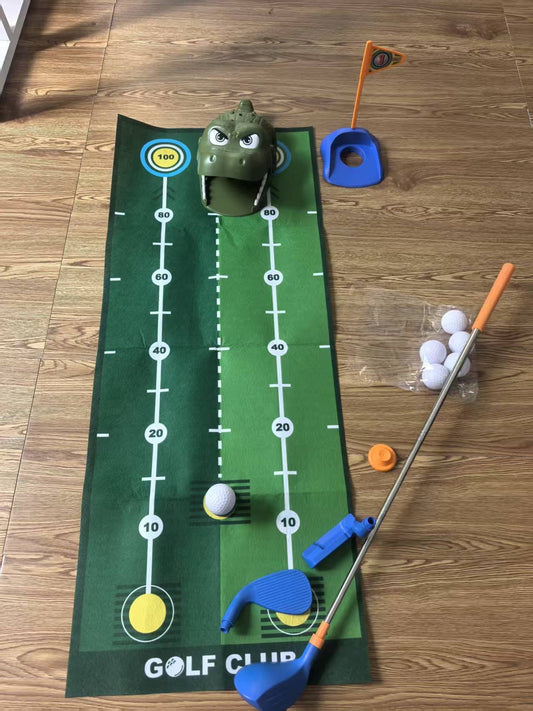 Toddler Golf Set Kids Toy Golf Clubs Set with Dinosaur Automatic Ball Returner 3 Clubs & Balls Golf Game Indoor Outdoor Sport Toys Gift for Boys Girls Green