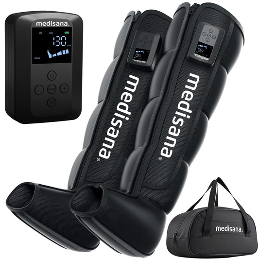 Medisana Professional Leg Compression Massager with 3200mAh, Cordless Full Leg Recovery System with Dynamic Compression Technology, for Athletes，Black