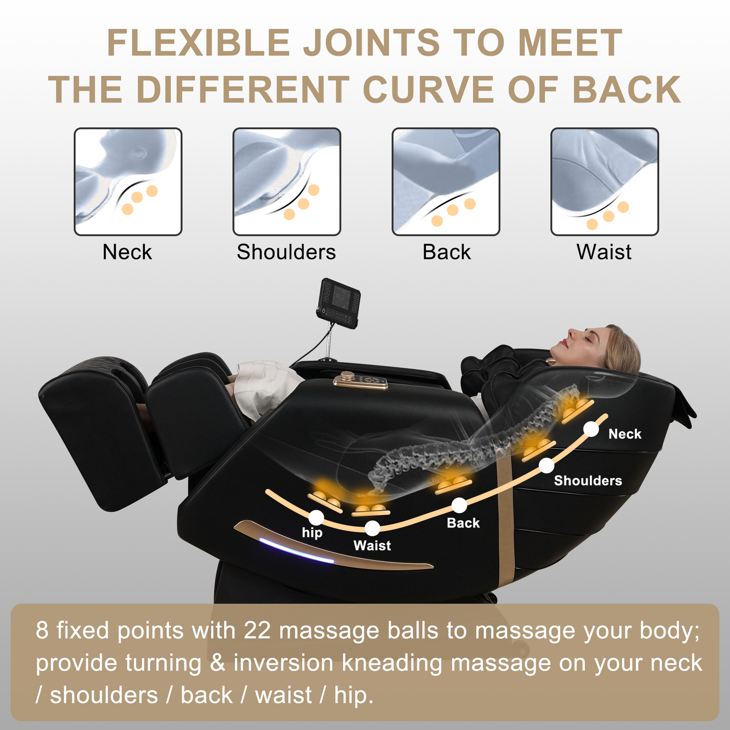 ALLJOY Full Body Massage Chair With Zero Gravity Recliner,with two control panel: Smart large screen & Rotary switch,spot kneading and Heating,Airbag coverage,Suitable for Home Office