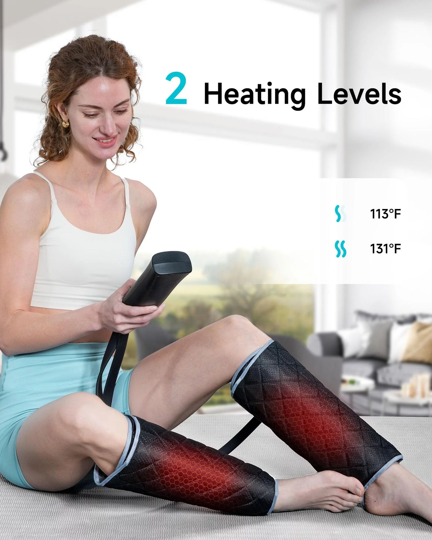 ALLJOY Leg Air Compression Massager,  Circulation and Pain Relief Calf Massager with 6 Modes, 2 Heating Levels, 3 Vibration Functions and 30min Auto-off Gift for Family Friends
