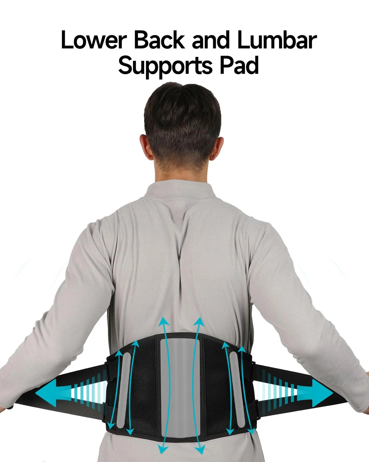 ALLJOY Cordless Heating Pad Lower Back Brace Massager, with Heat & Massage - 5 Vibration Levels & 3 Heat Levels, Rechargeable Heating Massage Back Support Belt (Black)