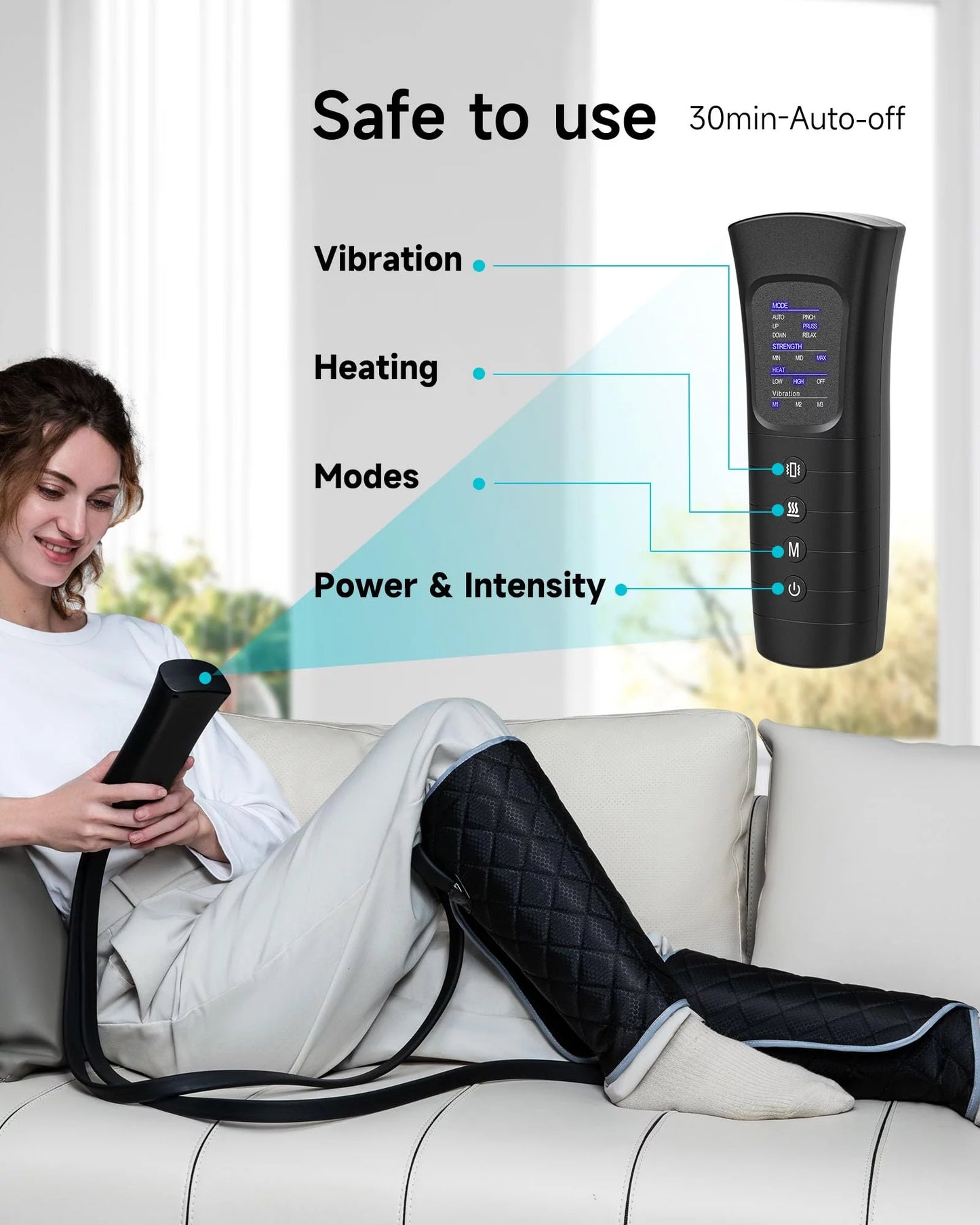 ALLJOY Leg Air Compression Massager,  Circulation and Pain Relief Calf Massager with 6 Modes, 2 Heating Levels, 3 Vibration Functions and 30min Auto-off Gift for Family Friends