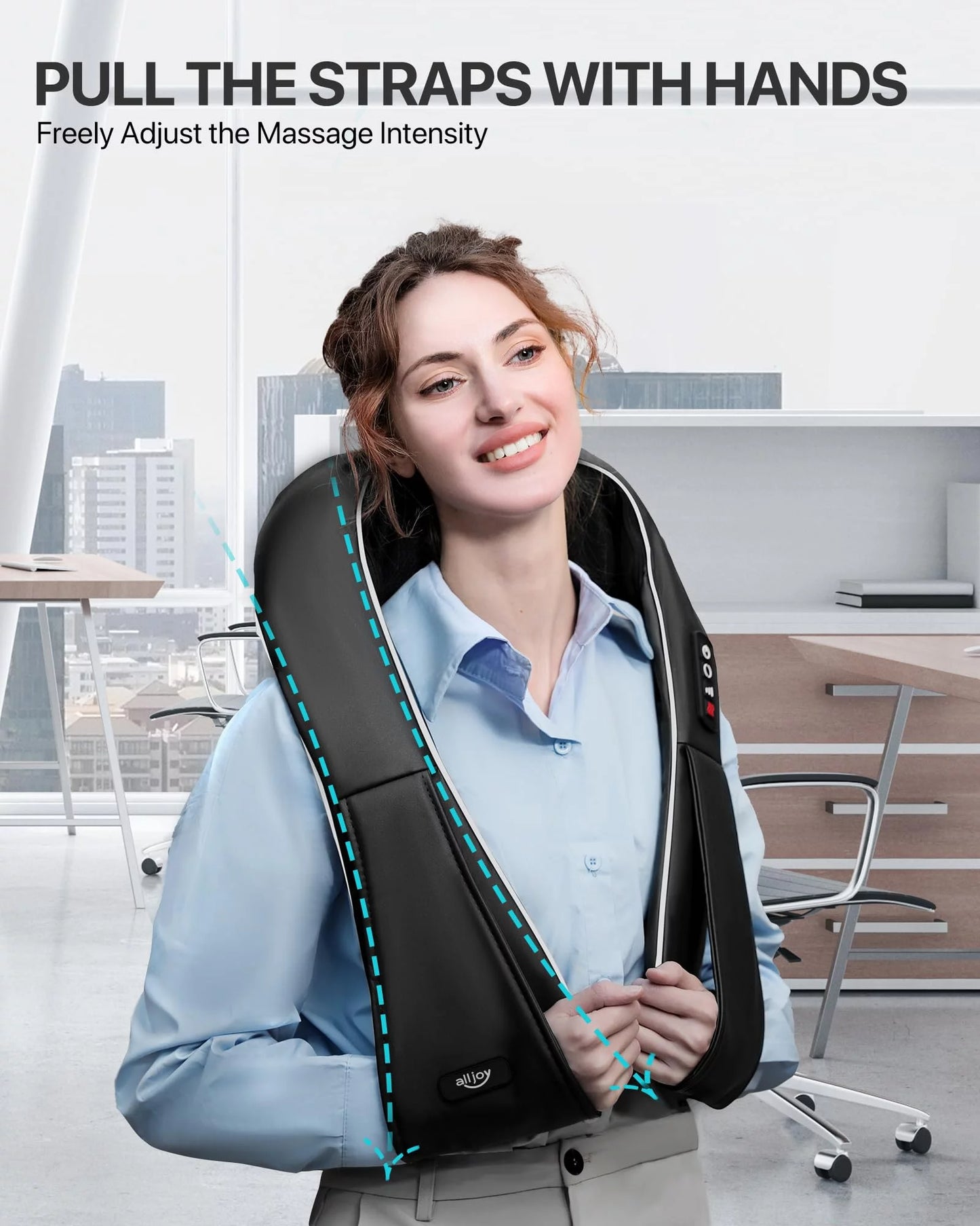 ALLJOY Shiatsu Shoulder and Neck Massager with Heating, Electric Deep Tissue 3D Kneading Massager to Relieve Whole Body Muscle Pain, Use at Home, Car, Office