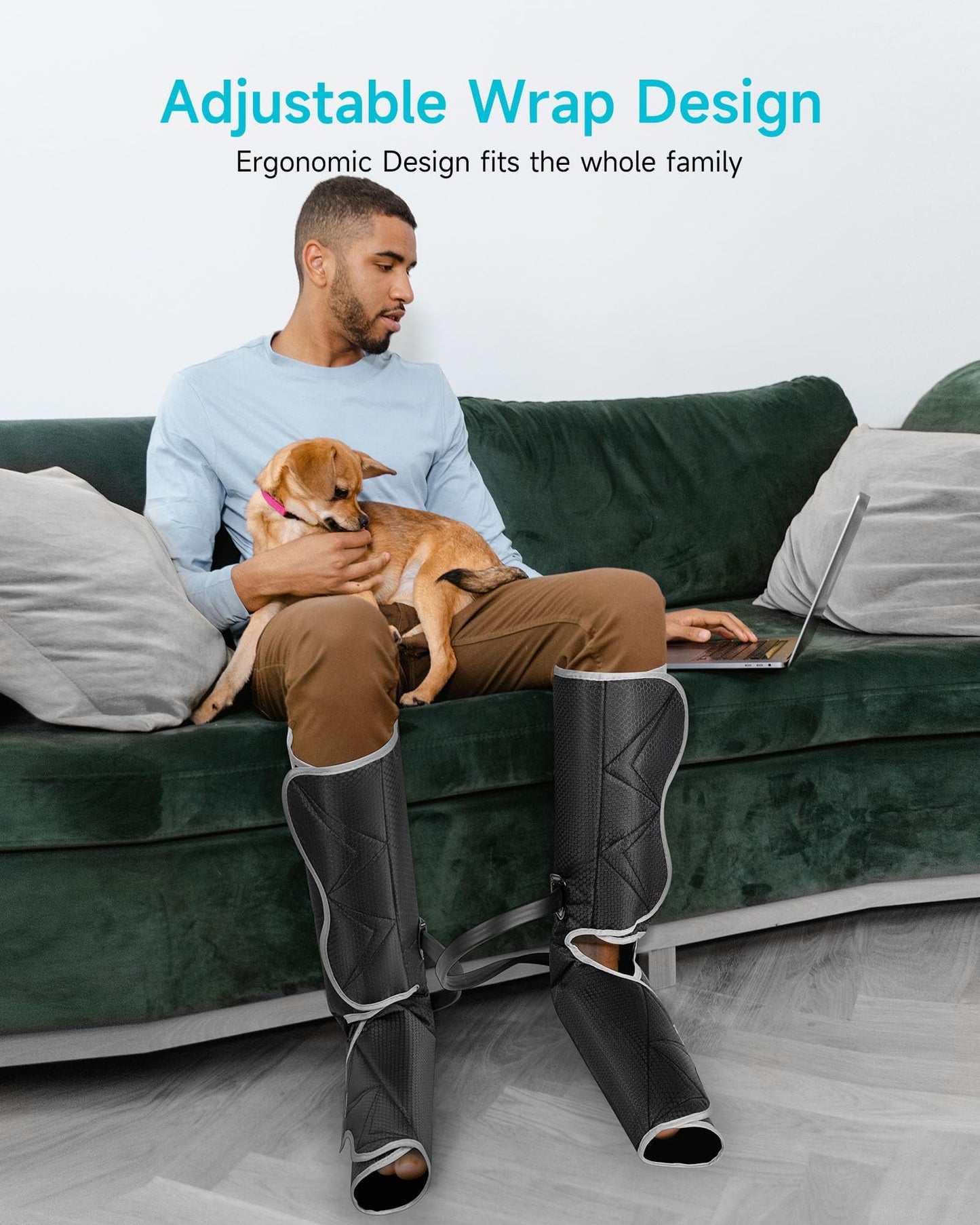 ALLJOY Leg and Foot Massager with Heat and Air Compression, Foot and Calf Massager for Circulation and Pain Relief, Home Adjustable Massage Boots