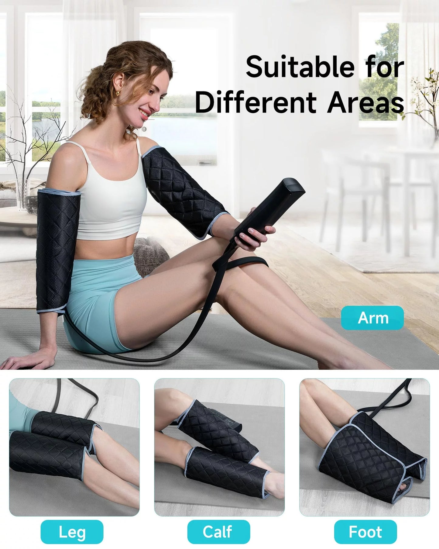 ALLJOY Leg Air Compression Massager,  Circulation and Pain Relief Calf Massager with 6 Modes, 2 Heating Levels, 3 Vibration Functions and 30min Auto-off Gift for Family Friends