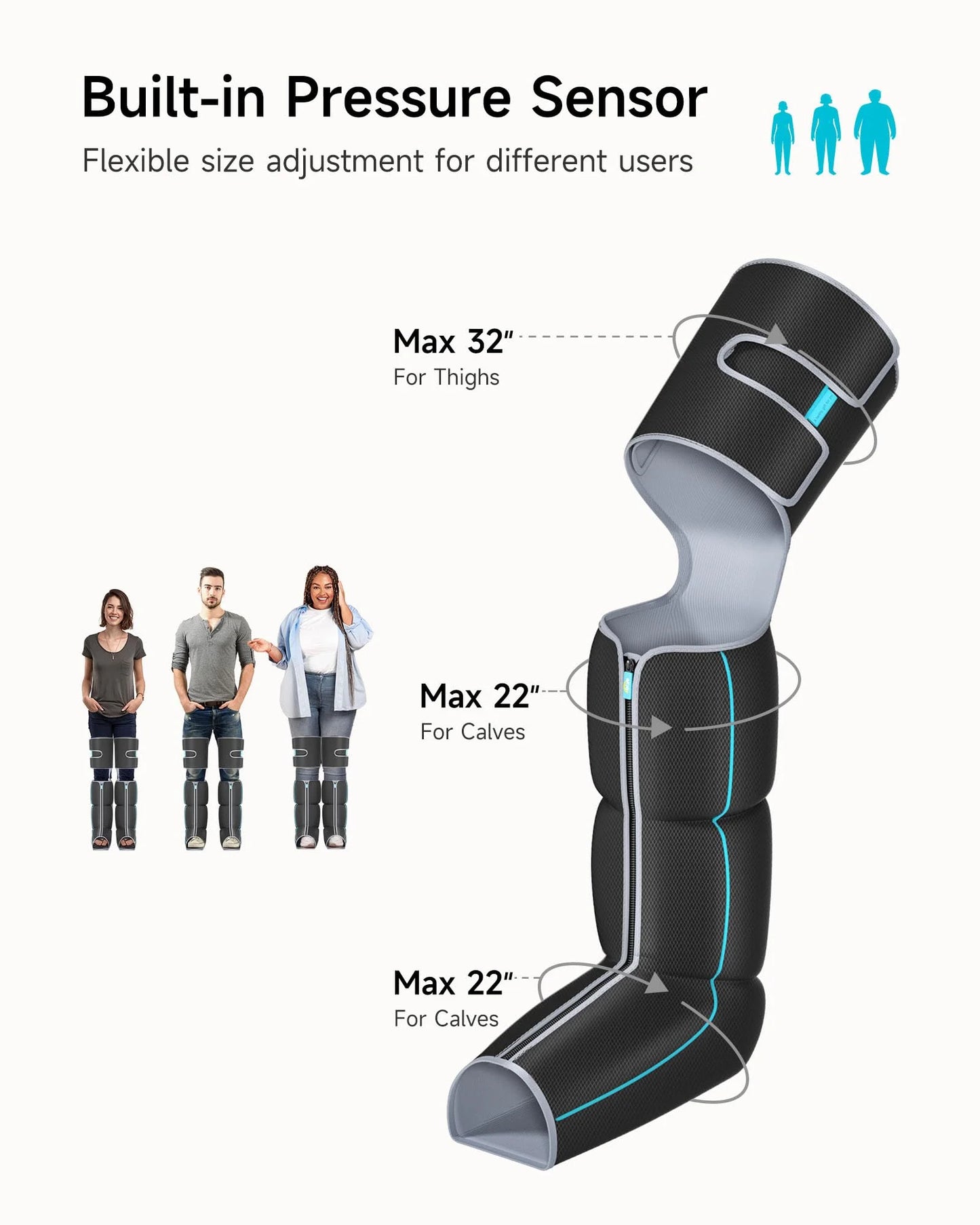 ALLJOY Leg Massager, Upgraded Zipper Design Leg Massager for Circulation and Pain Relief,6 Modes,3 Intensities,3 Heating Levels,Easy to Wear,30 Minutes Auto Shut-Off Function,Adjustable Size