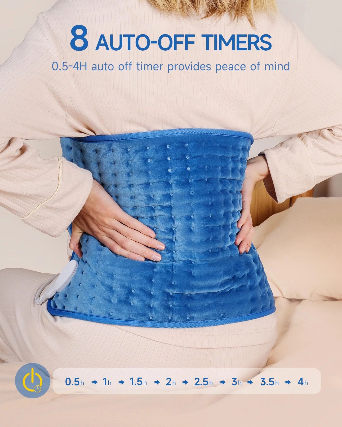 ALLJOY Electric Heating pad for Back/Shoulder/Neck/knee/leg Pain, Cramps and Arthritis Relief, Fast Heating Settings, Auto-Off, Machine Washable, Moist Dry Heat Options, Extra Large 12"x24", Grey