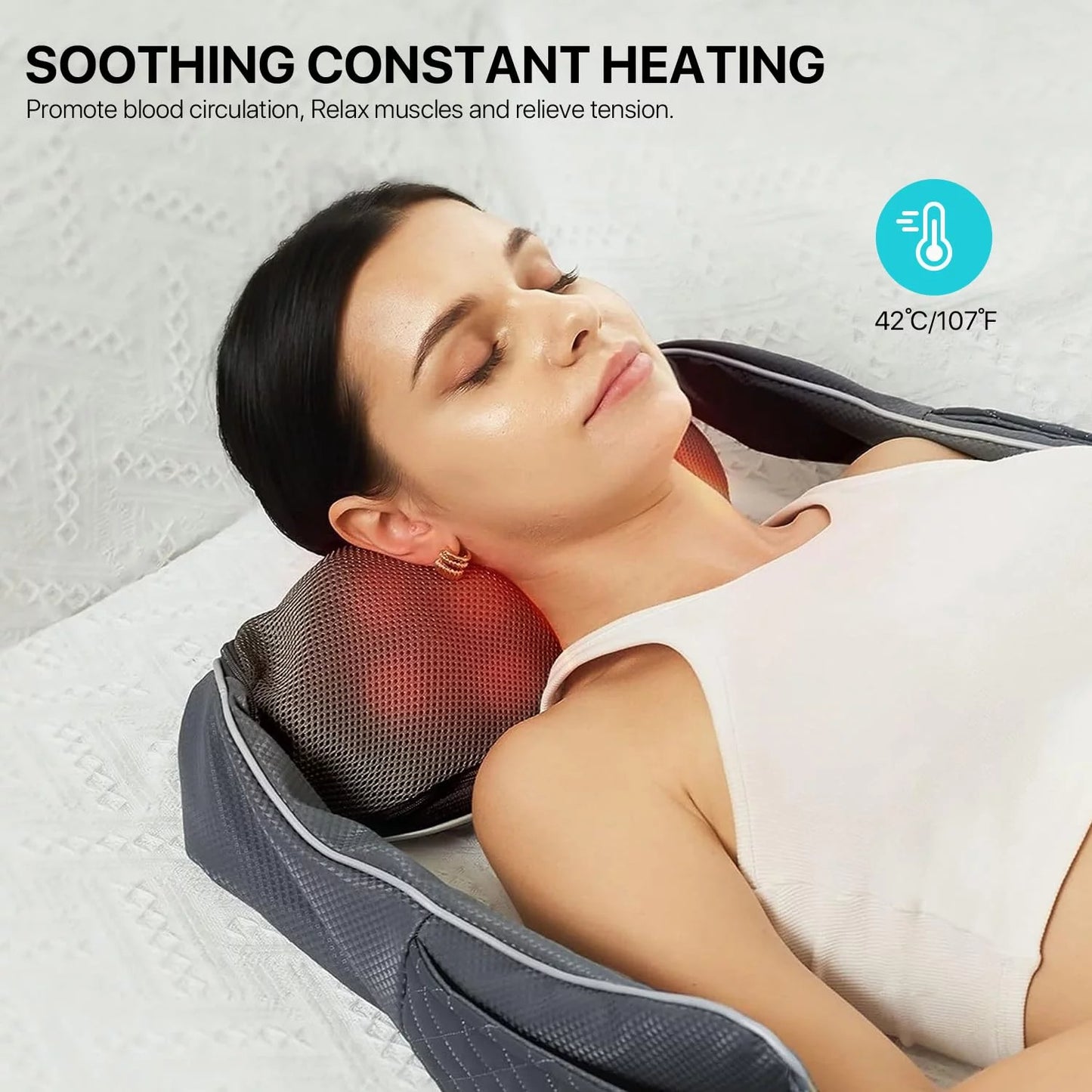 ALLJOY Cordless Neck Massager with Heat, Rechargeable Shiatsu Back Shoulder and Neck Massager Deep 3D Kneading Massager for Muscle Pain Relief, Best Gifts for Women Men Mom Dad