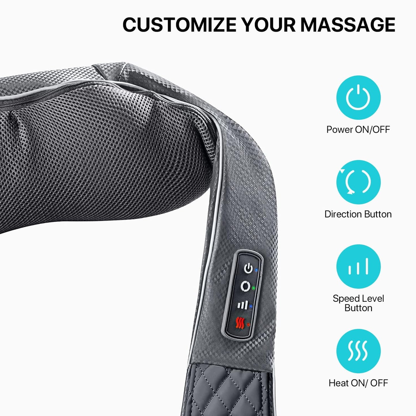 ALLJOY Cordless Neck Massager with Heat, Rechargeable Shiatsu Back Shoulder and Neck Massager Deep 3D Kneading Massager for Muscle Pain Relief, Best Gifts for Women Men Mom Dad