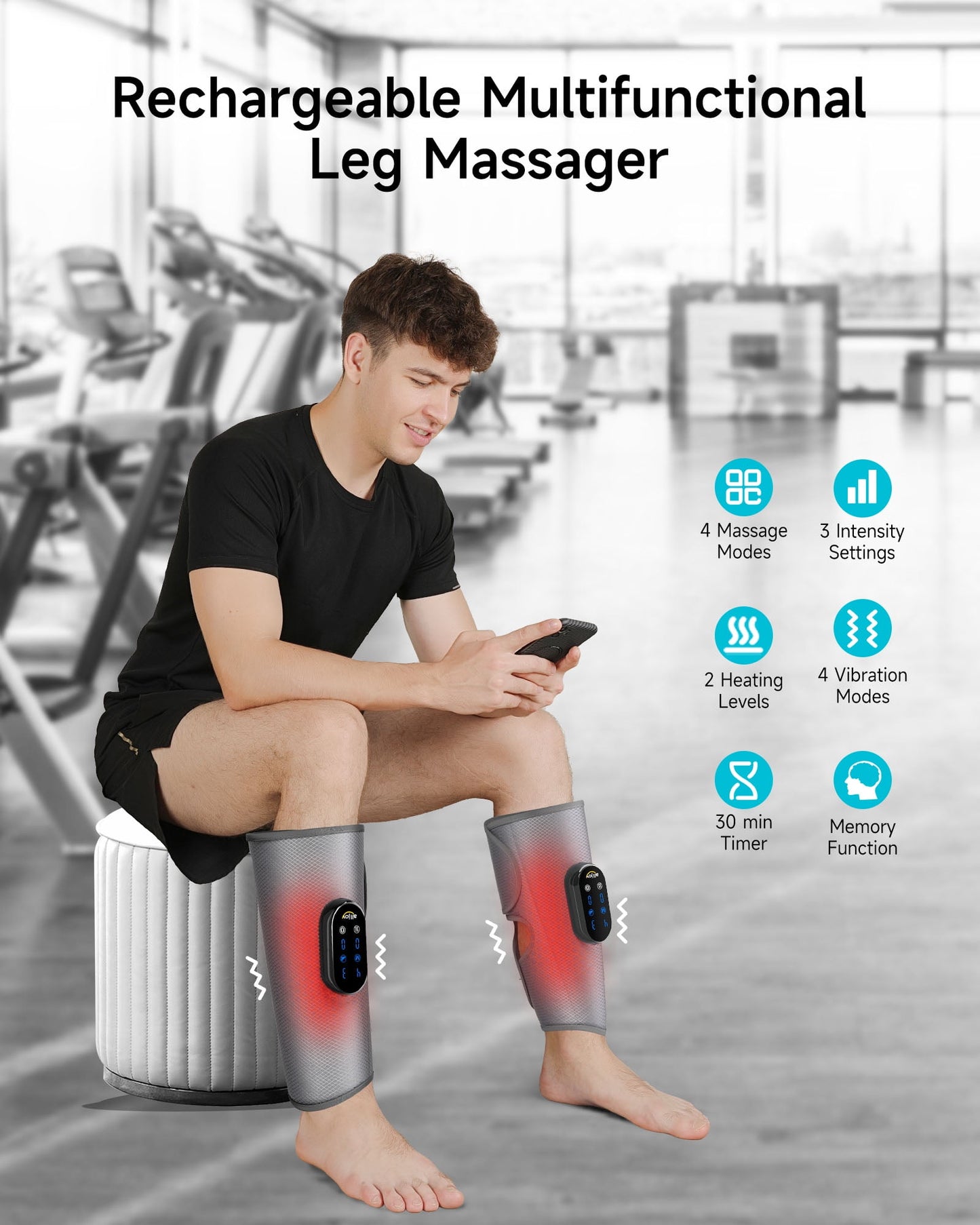 ALLJOY Calf Massager Cordless with Heat and Vibration, Leg Massager Wireless for Circulation and Pain Relief Arm Massager with 3 Modes Intensities, Gifts for Mom Dad, Friends, Athletes (A Pair)