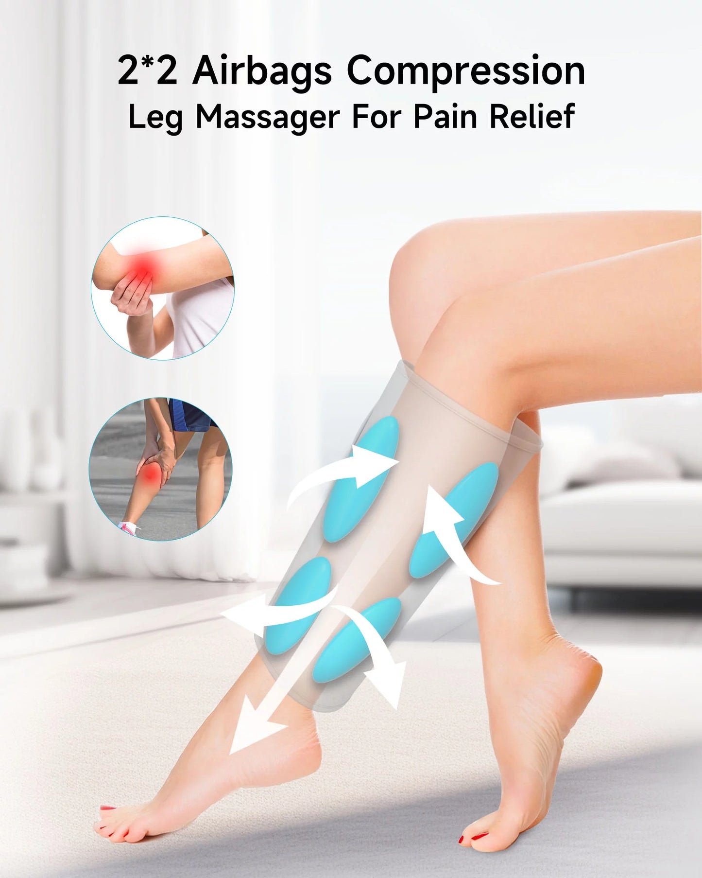 ALLJOY Calf Massager Cordless with Heat and Vibration, Leg Massager Wireless for Circulation and Pain Relief Arm Massager with 3 Modes Intensities, Gifts for Mom Dad, Friends, Athletes (A Pair)