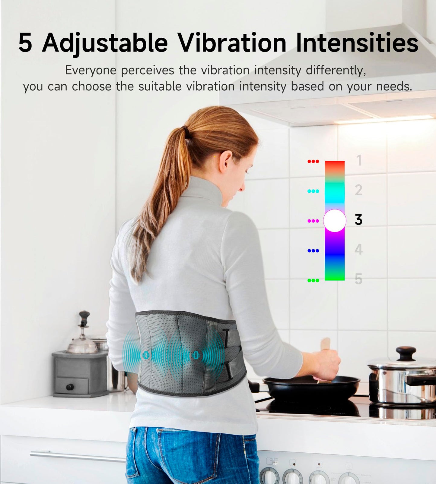 ALLJOY Cordless Heating Pad for Back, 60" Lower Back Massager Heating Pad for Back Pain Relief, Portable Heating Pad Heated Back Support Brace with 3 Heating Levels 5 Vibration Massage Grey
