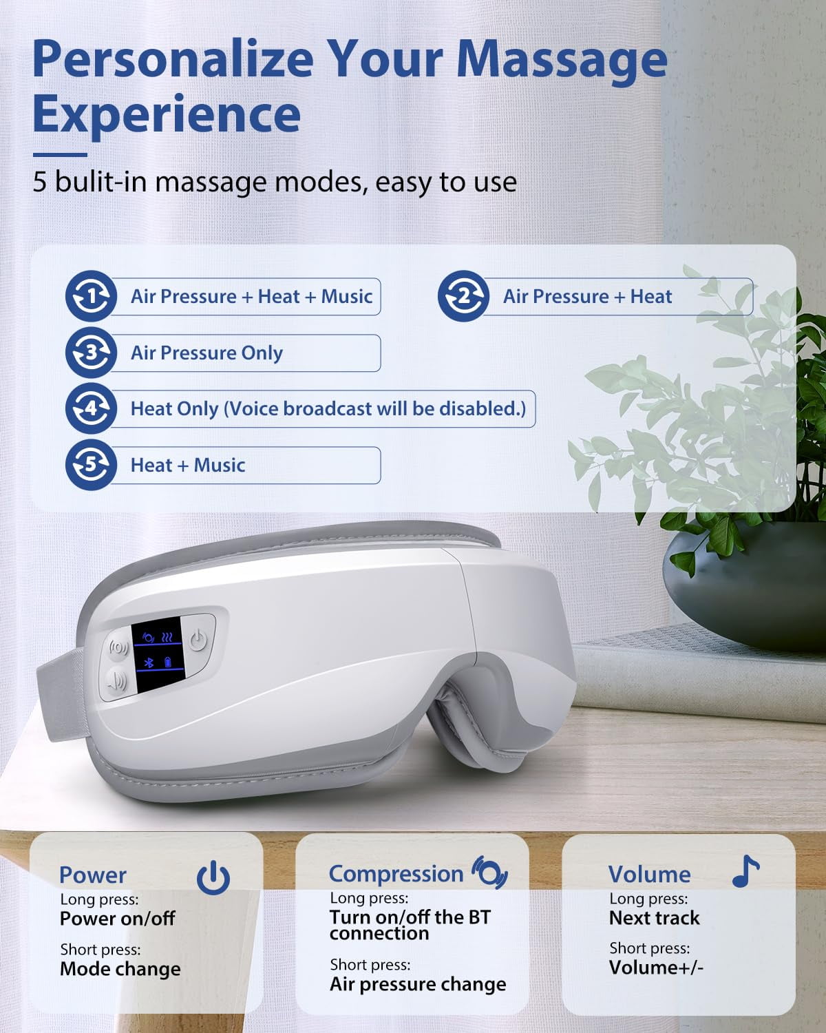 BURRKI Eye Massager with Heat & Bluetooth Music