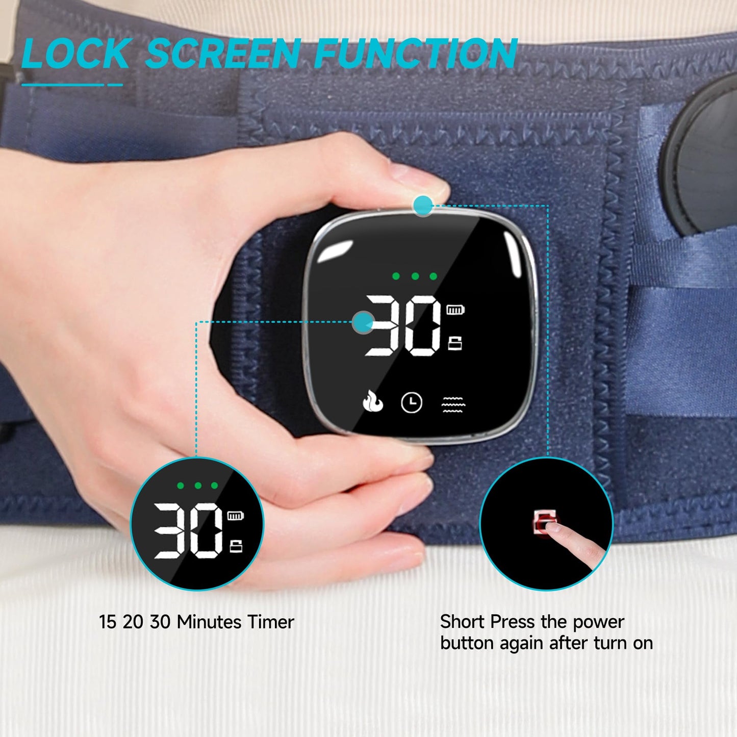 BURRKI Heating Pad with Massager, Wearable Heating Belt with 3 Heat