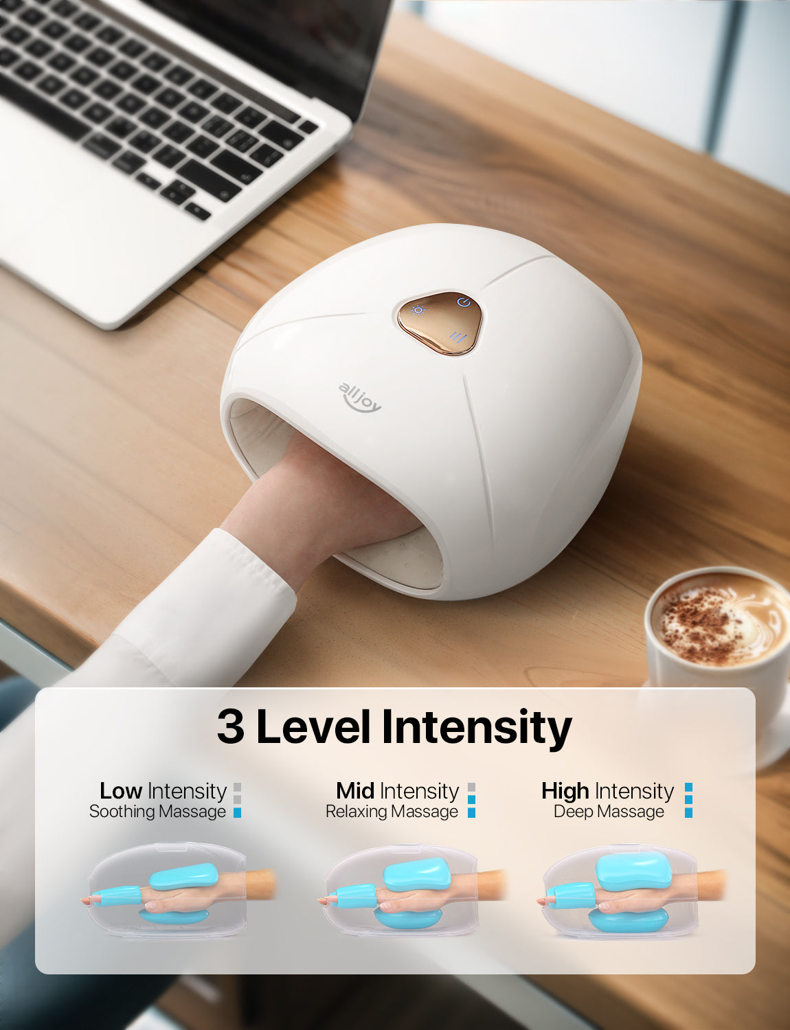 ALLJOY Cordless Hand Massager with Heat and Compression for Finger and Wrist Massager Machine for Pain Relief, Mothers Day Gifts