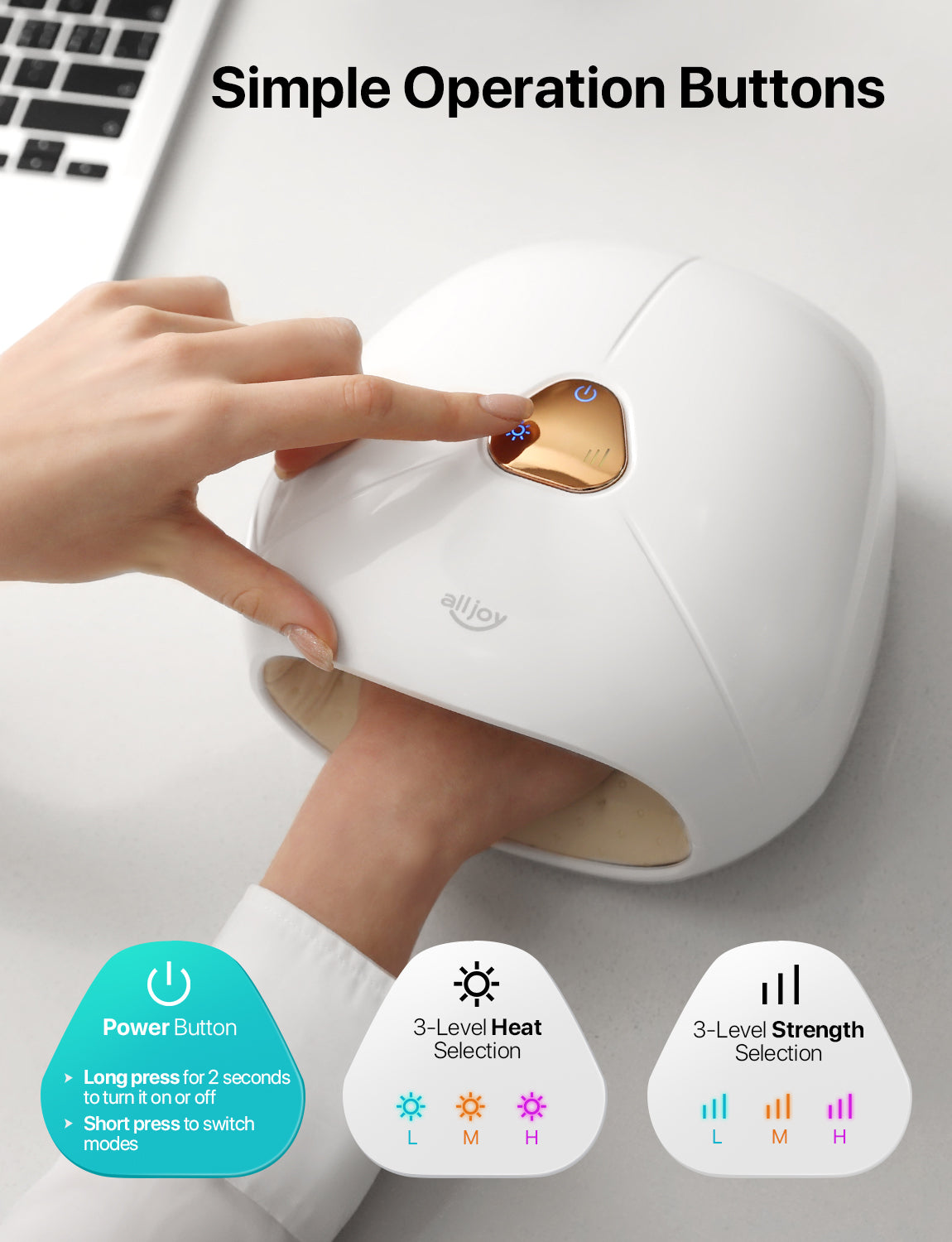 ALLJOY Cordless Hand Massager with Heat and Compression for Finger and Wrist Massager Machine for Pain Relief, Mothers Day Gifts