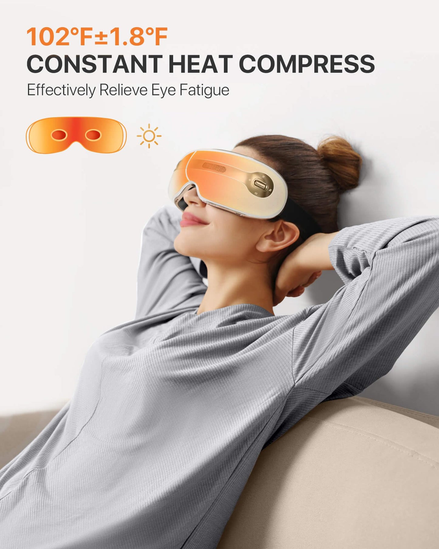 ALLJOY Eye Massager with Heat and Cooling for Migraines, Dry Eyes, and Dark Circles - Rechargeable Bluetooth Music Heated Eye Mask Massager for Sleeping and Relaxing - Ideal Gifts for Men/Women