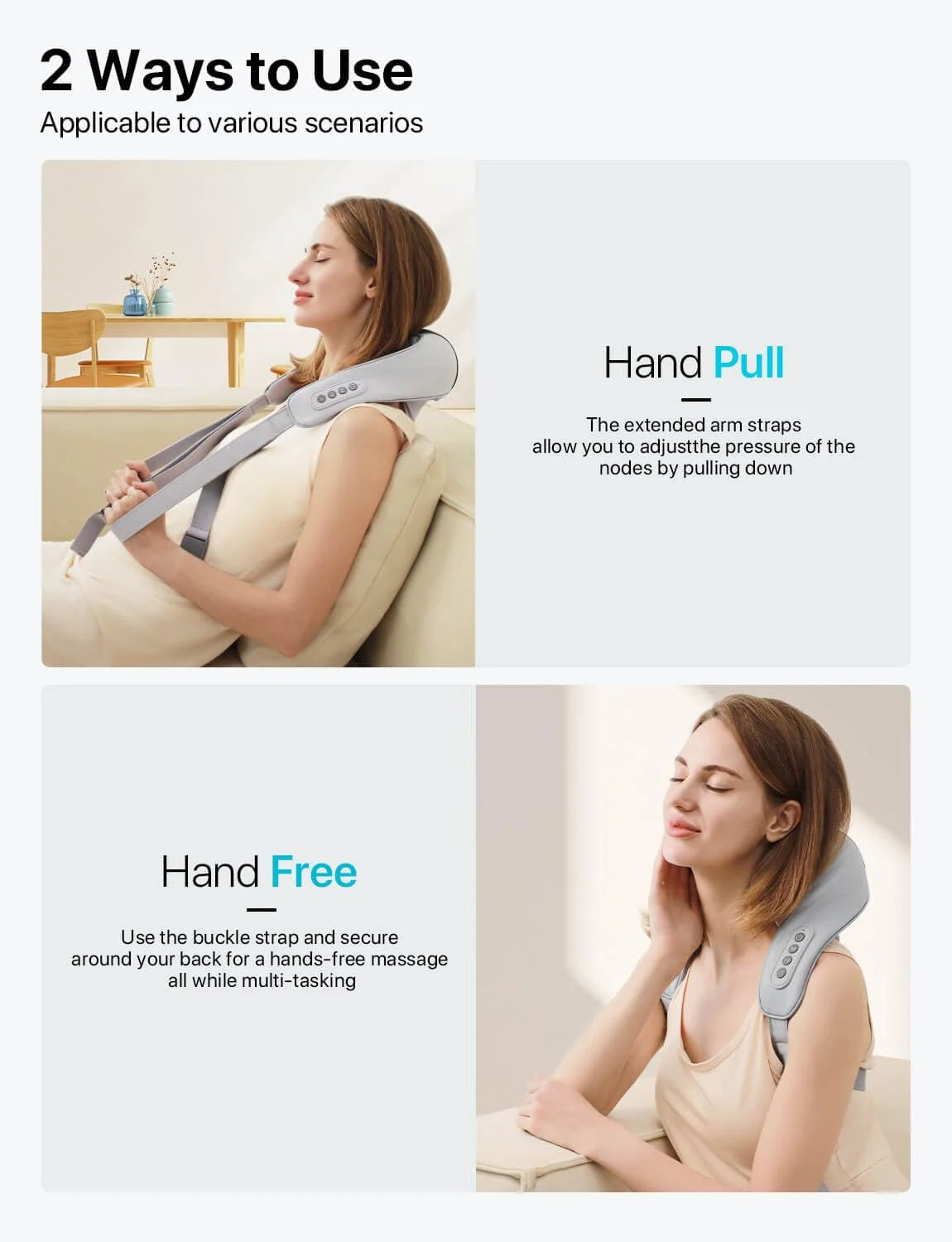ALLJOY Neck and Shoulder Massager with Heat, Cordless Shiatsu 4D Deep Tissue Kneading Massage for Muscle Pain Relief, Massage Pillow for Neck, Back, Leg, Relax Gifts for Women Men Mom Dad