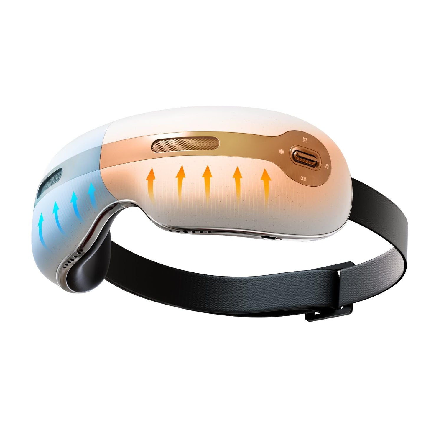 ALLJOY Eye Massager with Heat and Cooling for Migraines, Dry Eyes, and Dark Circles - Rechargeable Bluetooth Music Heated Eye Mask Massager for Sleeping and Relaxing - Ideal Gifts for Men/Women