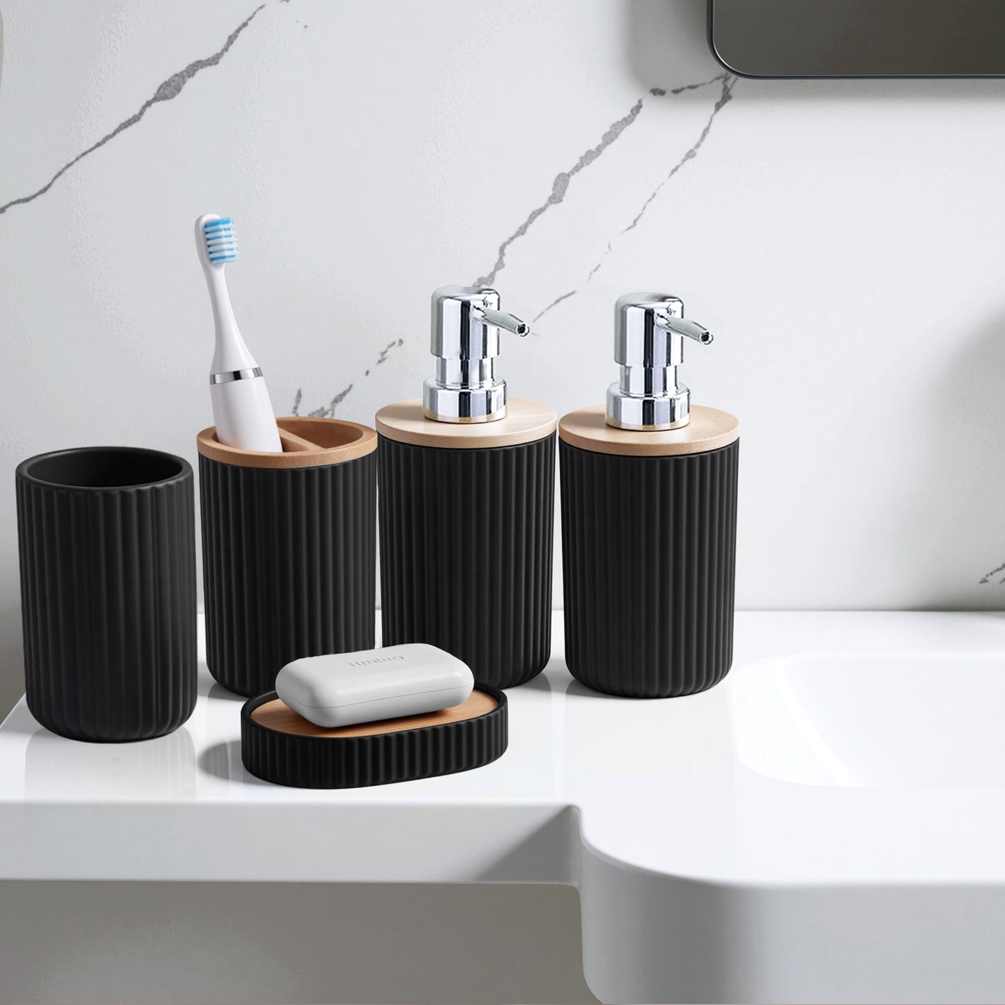 ALLJOY 20Pcs Black Bathroom Accessories Sets Bath Accessories Sets