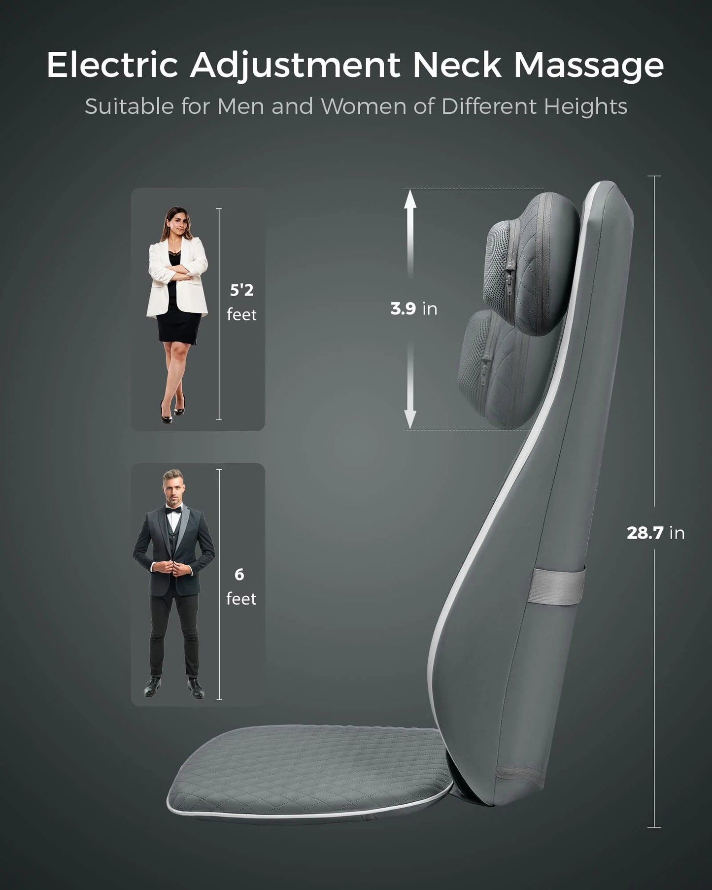 ALLJOY Back Chair Massager Pad, Shiatsu Kneading Office Chair Back Massager, Back Massager Cushion for Chair with Heat & Adjustable Vibration for Full Back, Neck & Shoulder, Gifts for Women and Men