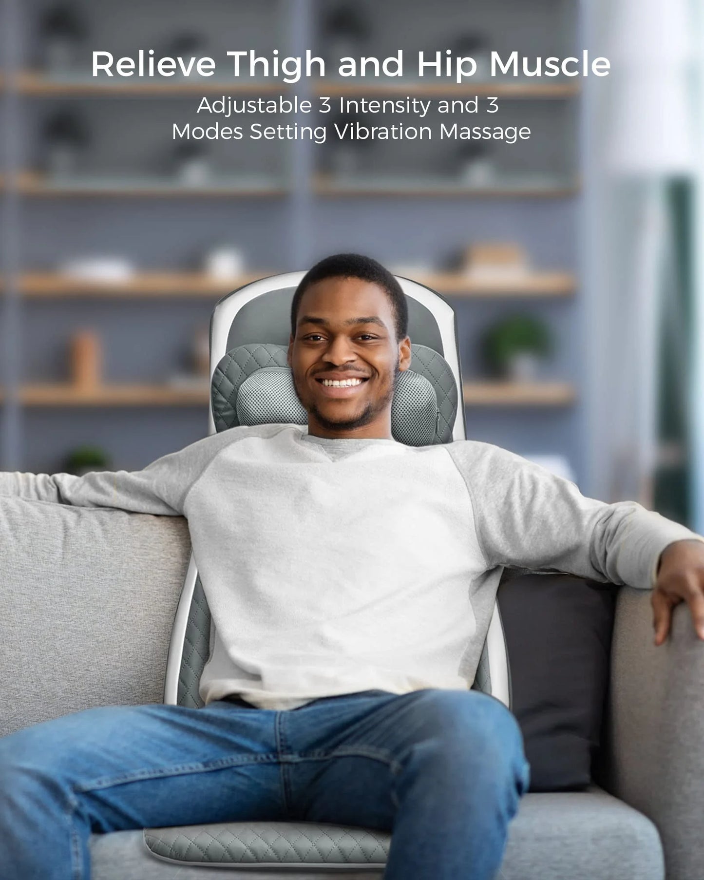 ALLJOY Back Chair Massager Pad, Shiatsu Kneading Office Chair Back Massager, Back Massager Cushion for Chair with Heat & Adjustable Vibration for Full Back, Neck & Shoulder, Gifts for Women and Men