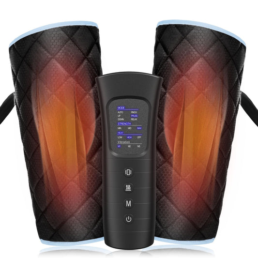 ALLJOY Leg Air Compression Massager,  Circulation and Pain Relief Calf Massager with 6 Modes, 2 Heating Levels, 3 Vibration Functions and 30min Auto-off Gift for Family Friends
