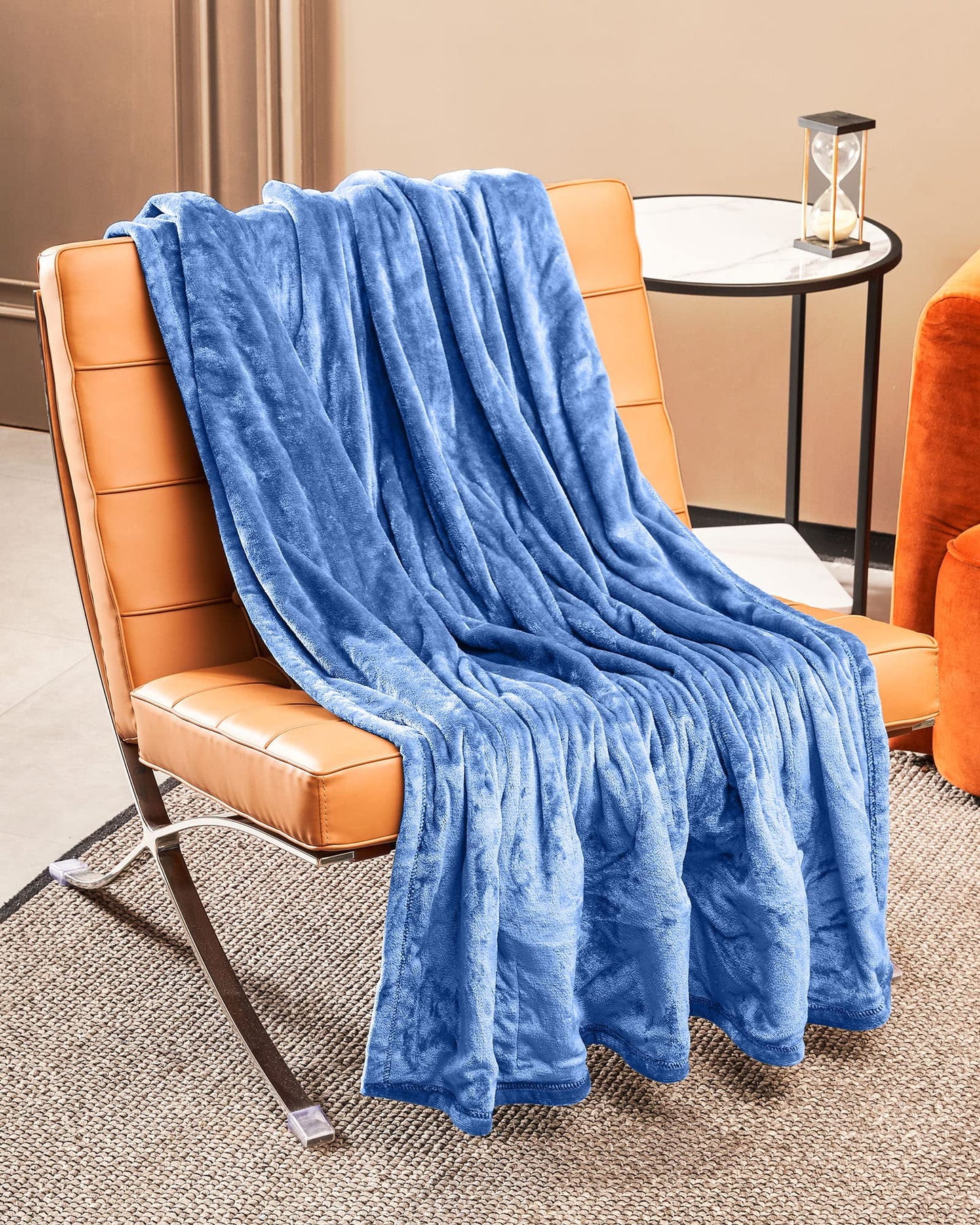 ALLJOY Electric Heated Blanket Throw 50" x 60" Super Cozy Flannel 10 Heating Levels & 4 Timer Settings Auto-Off, Fast Heating & Machine Washable Heated Blankets for Adults- Blue