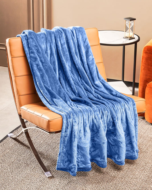 ALLJOY Electric Heated Blanket Throw 50" x 60" Super Cozy Flannel 10 Heating Levels & 4 Timer Settings Auto-Off, Fast Heating & Machine Washable Heated Blankets for Adults- Blue