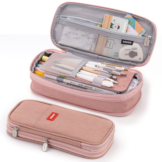 ALLJOY Big Capacity Pink Pencil Case College Preppy Back