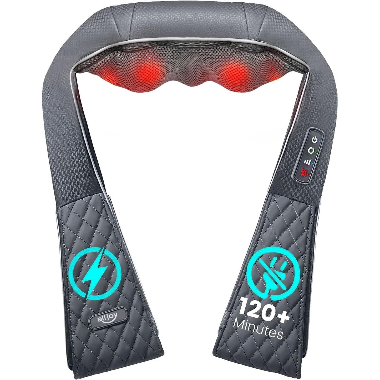 ALLJOY Cordless Neck Massager with Heat, Rechargeable Shiatsu Back Shoulder and Neck Massager Deep 3D Kneading Massager for Muscle Pain Relief, Best Gifts for Women Men Mom Dad
