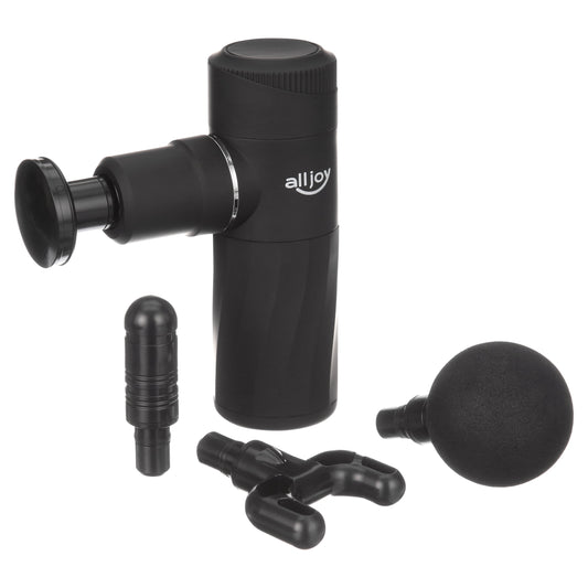 ALLJOY Mini Massage Gun Deep Tissue, Powerful Percussion Muscle Massager Gun with 4 Attachments, 4 Speed Settings, Compact Sports Handheld Massager for Muscles Neck Back Arms
