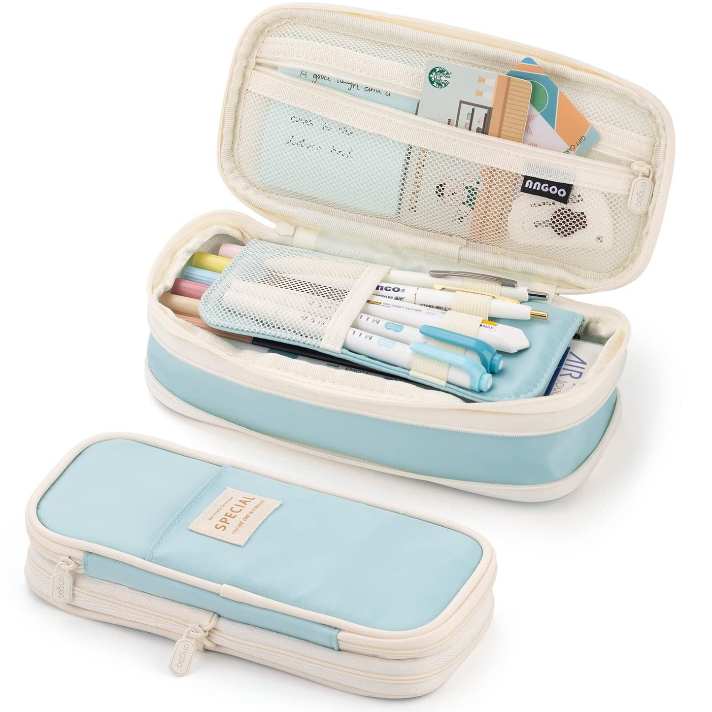 ALLJOY Big Capacity Pink Pencil Case College Preppy Back