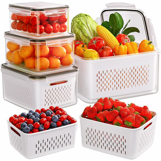 ALLJOY 4 PCS Fruit Storage Containers for Fridge with