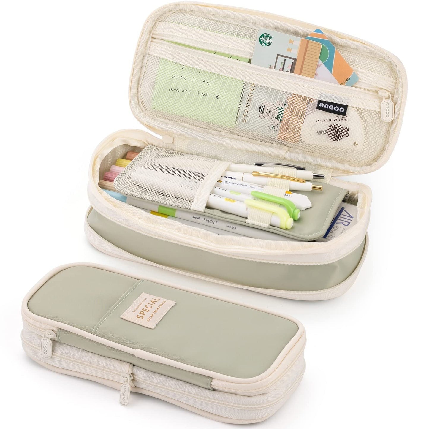 ALLJOY Big Capacity Pink Pencil Case College Preppy Back